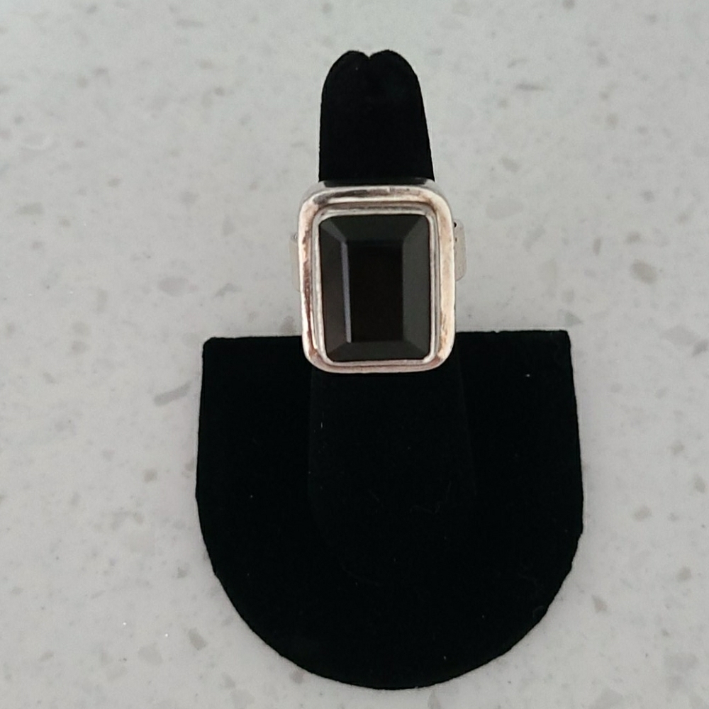 Large Smoky topaz sterling silver ring sz 7.25 or 7.5 Statement .925